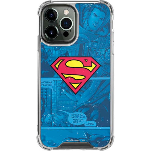 DC Comics Superman Logo Background Pattern iPhone 13 Pro Max Clear Case