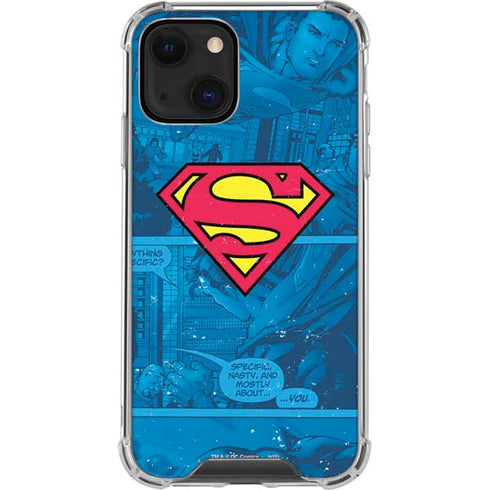 DC Comics Superman Logo Background Pattern iPhone 14 Plus Clear Case