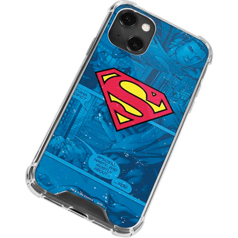 DC Comics Superman Logo Background Pattern iPhone 14 Plus Clear Case