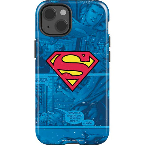 DC Comics Superman Logo Background Pattern iPhone 15 Impact Case