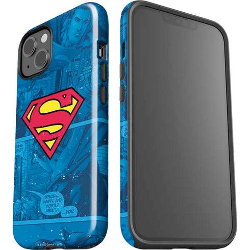 DC Comics Superman Logo Background Pattern iPhone 14 Impact Case