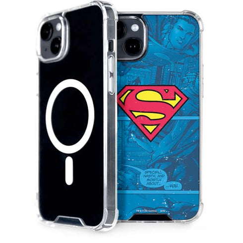 DC Comics Superman Logo Background Pattern iPhone 15 Plus MagSafe Case