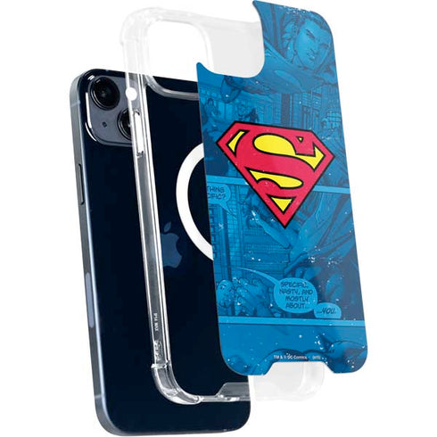 DC Comics Superman Logo Background Pattern iPhone 15 Plus MagSafe Case