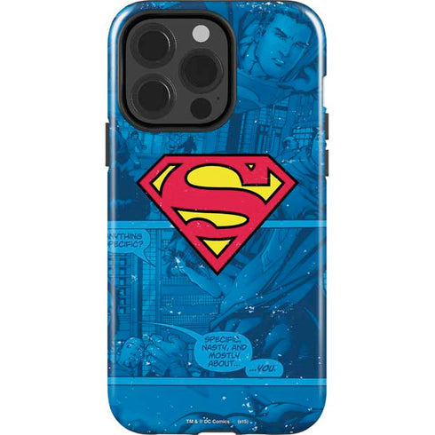 DC Comics Superman Logo Background Pattern iPhone 15 Pro Impact Case