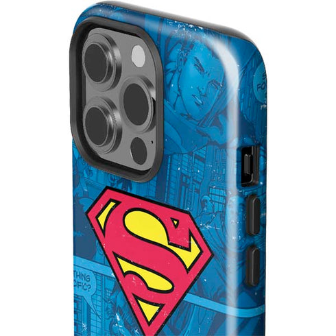 DC Comics Superman Logo Background Pattern iPhone 15 Pro Impact Case