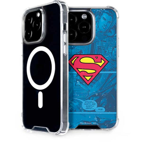 DC Comics Superman Logo Background Pattern iPhone 14 Pro MagSafe Case