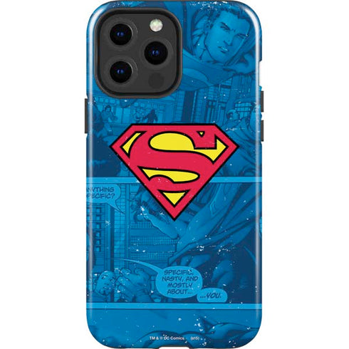 DC Comics Superman Logo Background Pattern iPhone 15 Pro Max Impact Case
