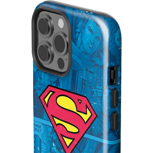 DC Comics Superman Logo Background Pattern iPhone 15 Pro Max Impact Case