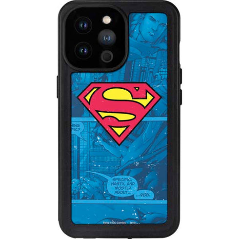 DC Comics Superman Logo Background Pattern iPhone 14 Pro Max Waterproof Case