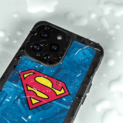 DC Comics Superman Logo Background Pattern iPhone 14 Pro Max Waterproof Case