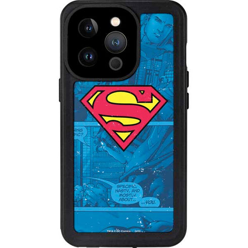DC Comics Superman Logo Background Pattern iPhone 14 Pro Waterproof Case