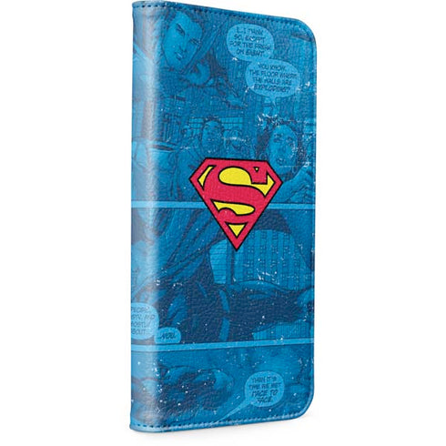 DC Comics Superman Logo Background Pattern iPhone 15 Plus Folio Case