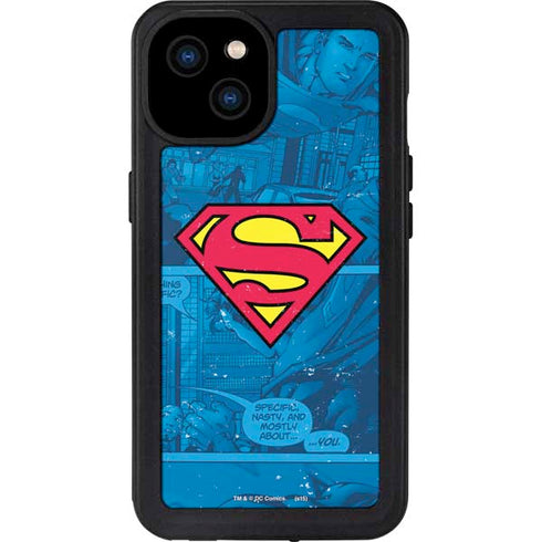 DC Comics Superman Logo Background Pattern iPhone 15 Plus Waterproof Case