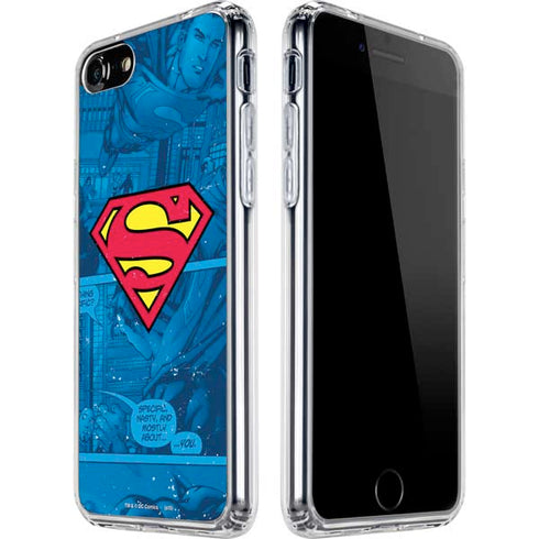 DC Comics Superman Logo Background Pattern iPhone SE (2nd & 3rd Gen) Clear Case
