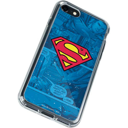 DC Comics Superman Logo Background Pattern iPhone SE (2nd & 3rd Gen) Clear Case