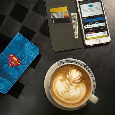 DC Comics Superman Logo Background Pattern iPhone SE (2nd & 3rd Gen) Folio Case