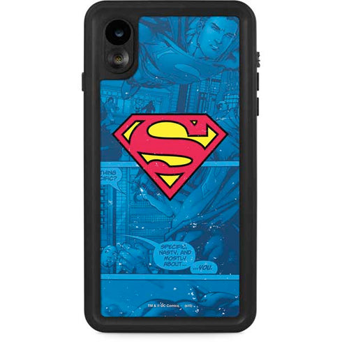 DC Comics Superman Logo Background Pattern iPhone XR Waterproof Case