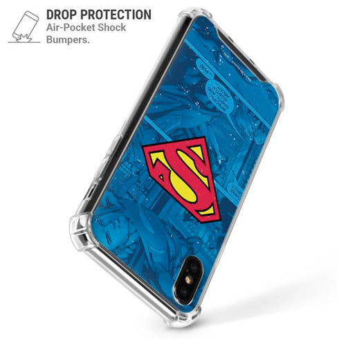 DC Comics Superman Logo Background Pattern iPhone XS Max Clear Case