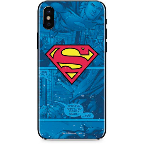 DC Comics Superman Logo Background Pattern iPhone XS Max Skin