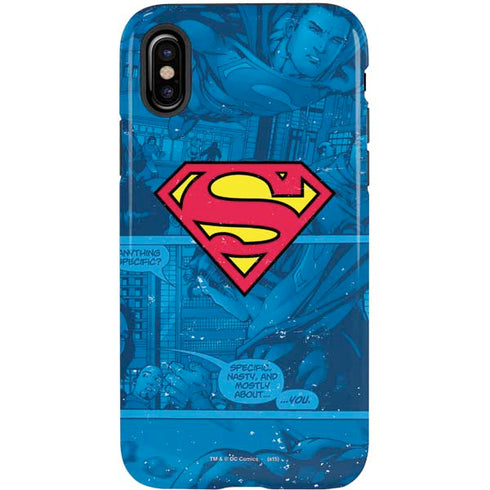 DC Comics Superman Logo Background Pattern iPhone XS Pro Case