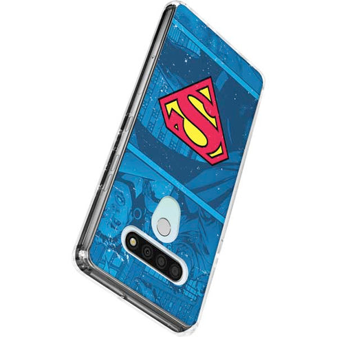 DC Comics Superman Logo Background Pattern LG Stylo 6 Clear Case