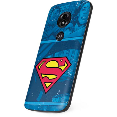 DC Comics Superman Logo Background Pattern Moto E5 Play Skin