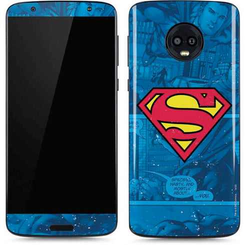 DC Comics Superman Logo Background Pattern Moto G6 Skin