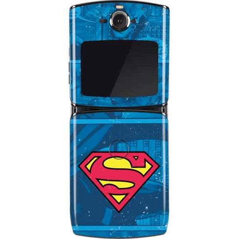 DC Comics Superman Logo Background Pattern Motorola RAZR Skin