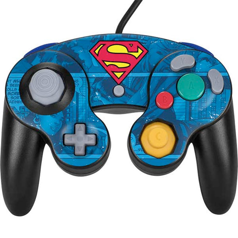 DC Comics Superman Logo Background Pattern Nintendo GameCube Controller Skin