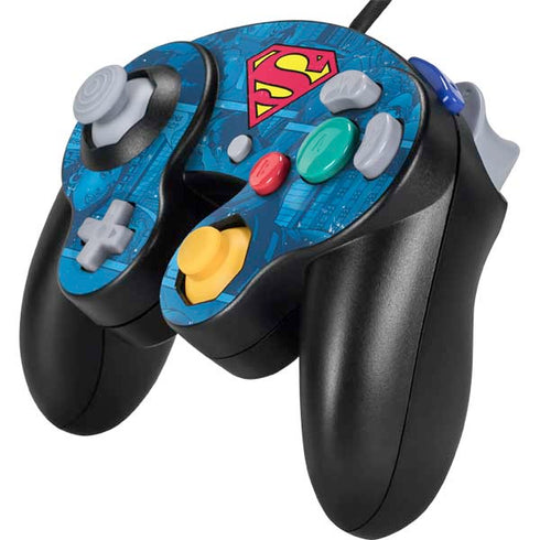 DC Comics Superman Logo Background Pattern Nintendo GameCube Controller Skin