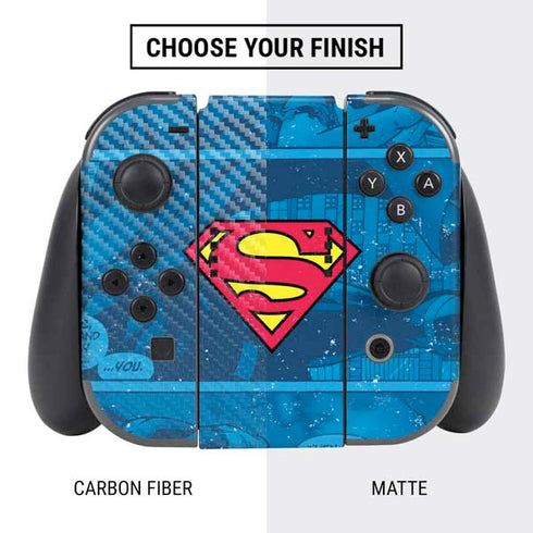 DC Comics Superman Logo Background Pattern Nintendo Switch Bundle Skin