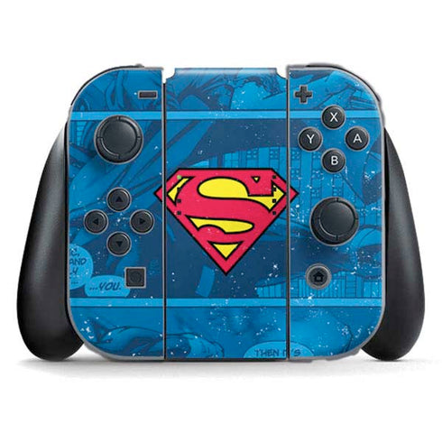 DC Comics Superman Logo Background Pattern Nintendo Switch (2017-2021) Joy-Con Controller Skin