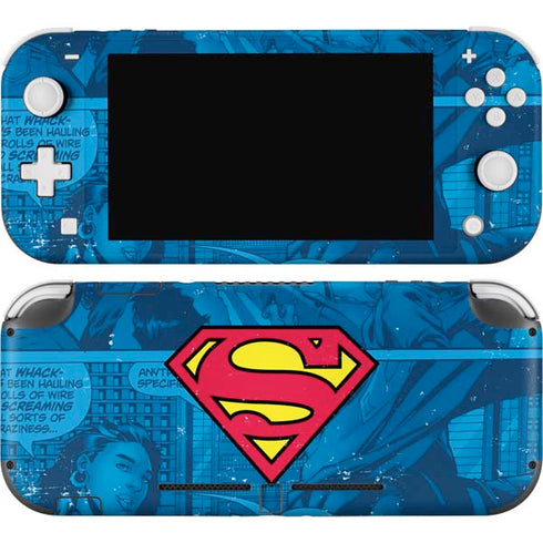 DC Comics Superman Logo Background Pattern Nintendo Switch Lite Skin