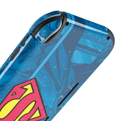 DC Comics Superman Logo Background Pattern Nintendo Switch Lite Skin