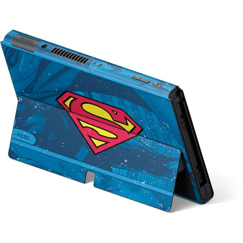 DC Comics Superman Logo Background Pattern Nintendo Switch OLED (2021) Skin