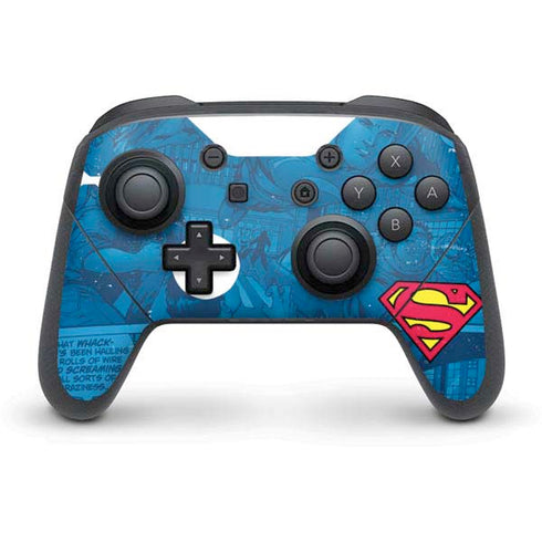 DC Comics Superman Logo Background Pattern Nintendo Switch Pro Controller Skin
