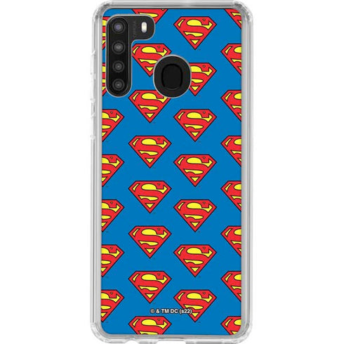 DC Comics Superman Logo Pattern Galaxy A21 Clear Case