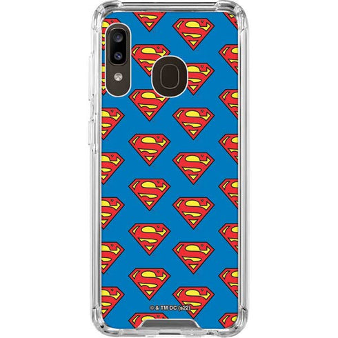 DC Comics Superman Logo Pattern Galaxy A30 Clear Case