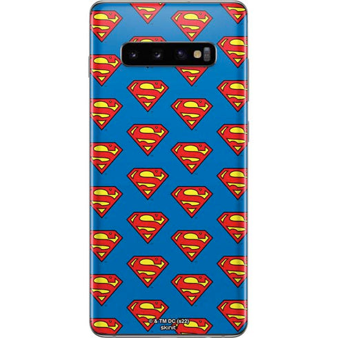 DC Comics Superman Logo Pattern Galaxy S10 Plus Skin
