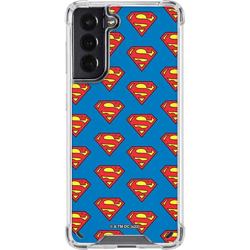 DC Comics Superman Logo Pattern Galaxy S21 5G Clear Case