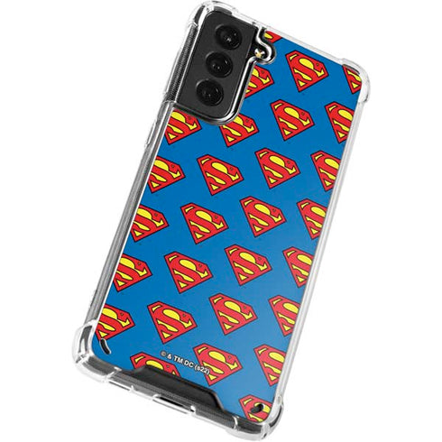 DC Comics Superman Logo Pattern Galaxy S21 Plus 5G Clear Case