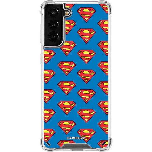 DC Comics Superman Logo Pattern Galaxy S21 Plus 5G Clear Case
