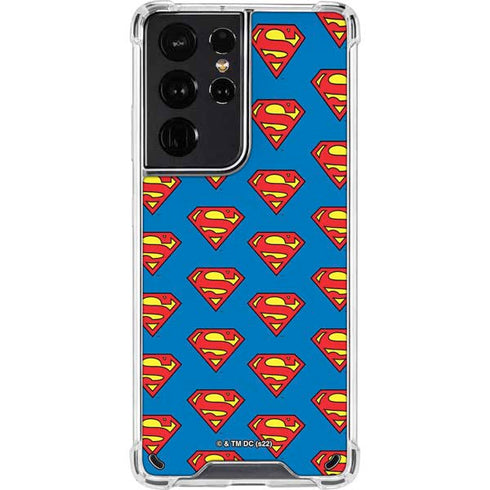 DC Comics Superman Logo Pattern Galaxy S21 Ultra 5G Clear Case