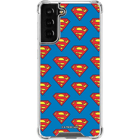 DC Comics Superman Logo Pattern Galaxy S22 Plus Clear Case