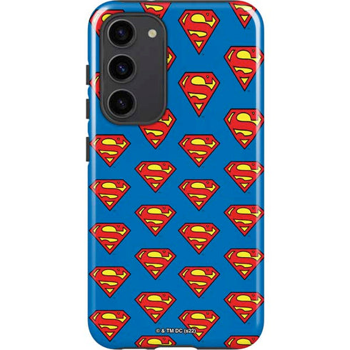 DC Comics Superman Logo Pattern Galaxy S23 Plus Pro Case