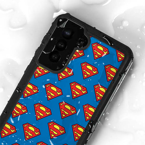DC Comics Superman Logo Pattern Galaxy S23 Plus Waterproof Case
