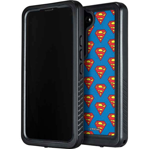 DC Comics Superman Logo Pattern Galaxy S23 Waterproof Case