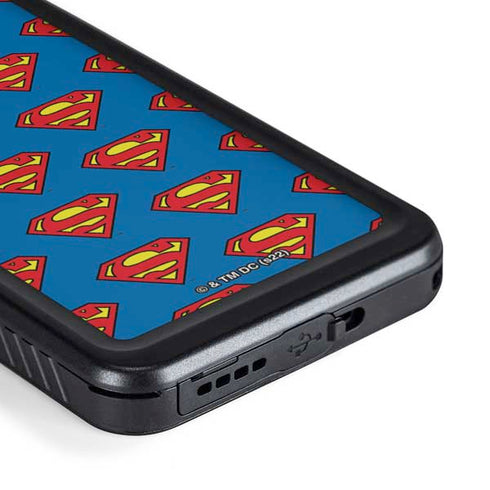 DC Comics Superman Logo Pattern Galaxy S23 Waterproof Case