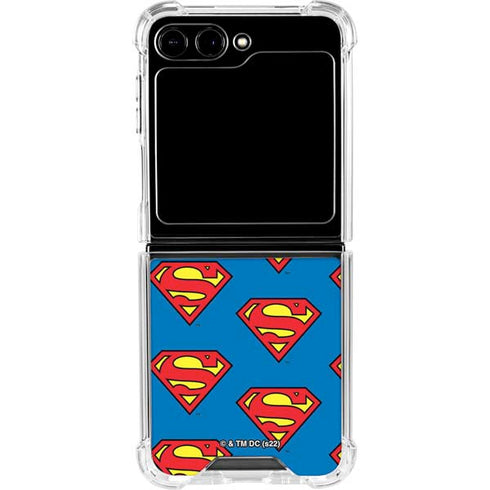 DC Comics Superman Logo Pattern Galaxy Z Flip5 5G Clear Case