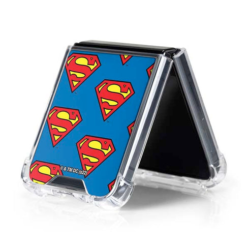 DC Comics Superman Logo Pattern Galaxy Z Flip5 5G Clear Case